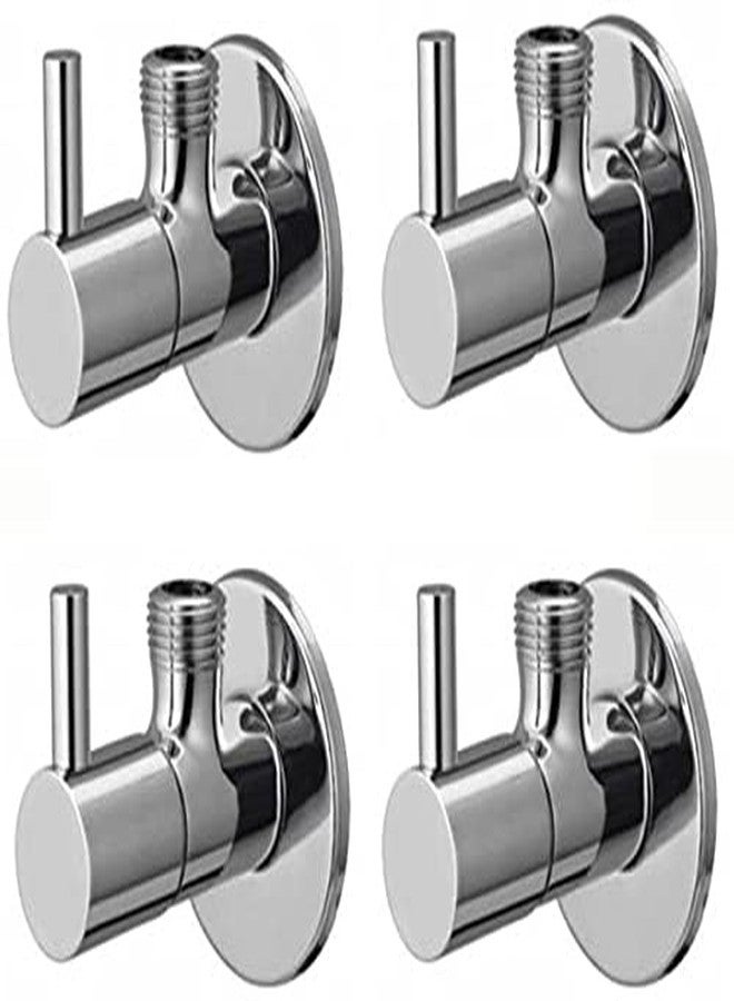 SPAZIO صنبور زاوية توربو من الفولاذ المقاوم للصدأ من SPAZIO / صمام زاوية، حنفيات حمام، صنبور إيقاف زاوية، حوض غسيل، صنبور سخان مياه، مطلي بالكروم مع شفة جدارية (عبوة من 4 قطع) - Image 1